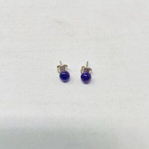 Shop LC Purple Amethyst Sterling Silver Round Ball Stud Earrings 2.92 cts. 5160